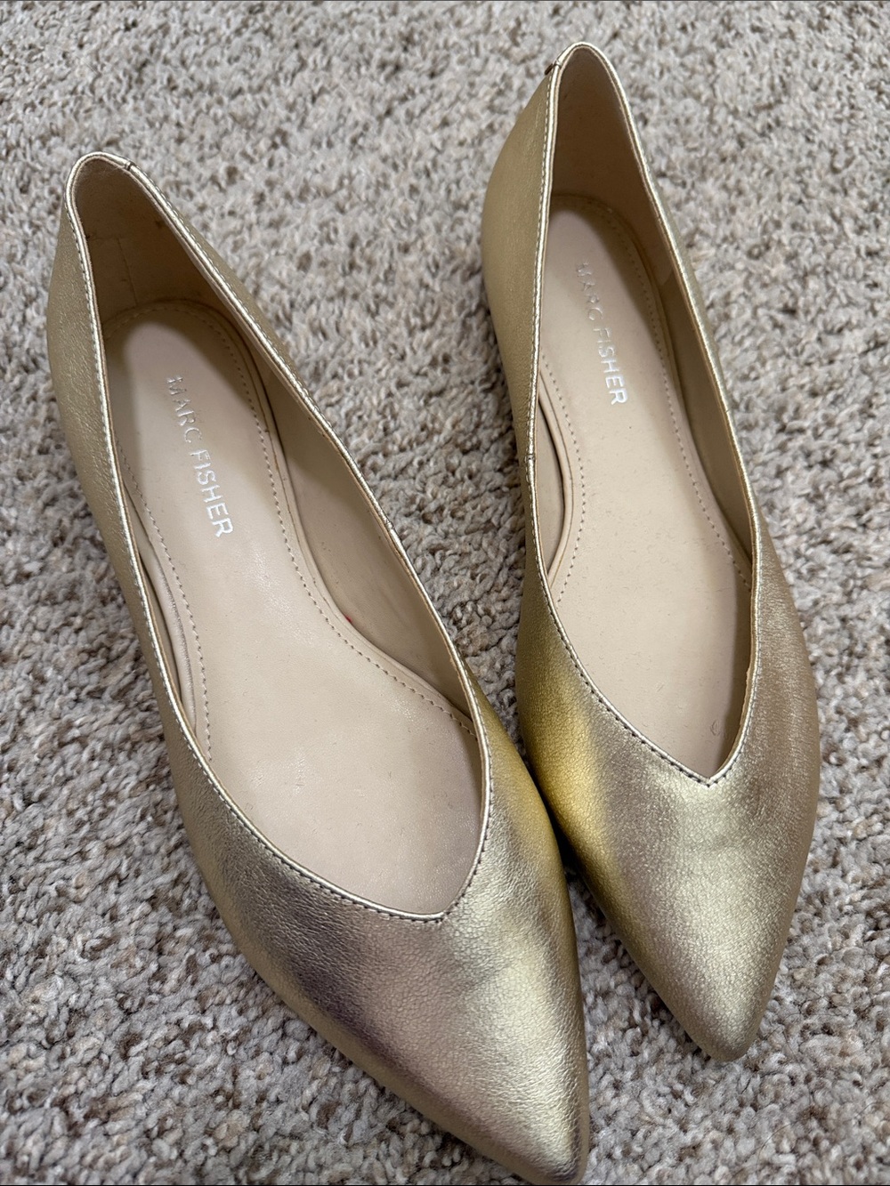 Marc Fisher Metallic Gold Pointed Ballet Flats